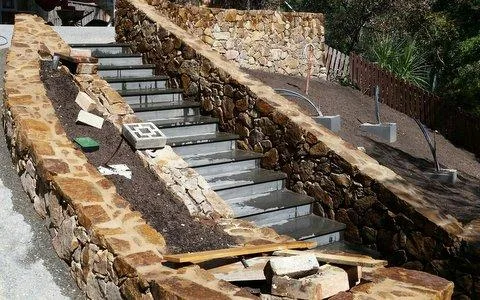 Stone staircase under construction